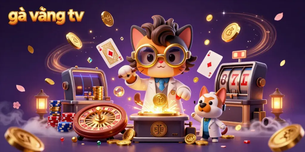 Watch gà vàng tv transform casino scenes with a dynamic mad scientist cat and loyal dog assistant.