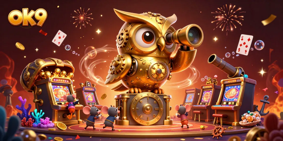 Win big with ok9 at an exciting casino, featuring unique characters and vibrant elements.
